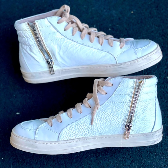 P448 high top white patent leather sneakers size (38) US SIZE 7.5 - 8 womens - Picture 3 of 14